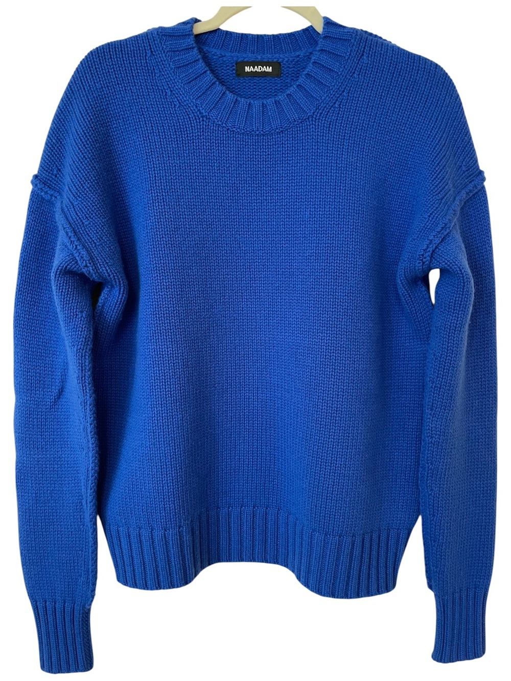 NAADAM Wool & Cashmere Crewneck Sweater Womens XL Cobalt Blue Luxe Knit Cozy